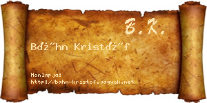 Báhn Kristóf névjegykártya